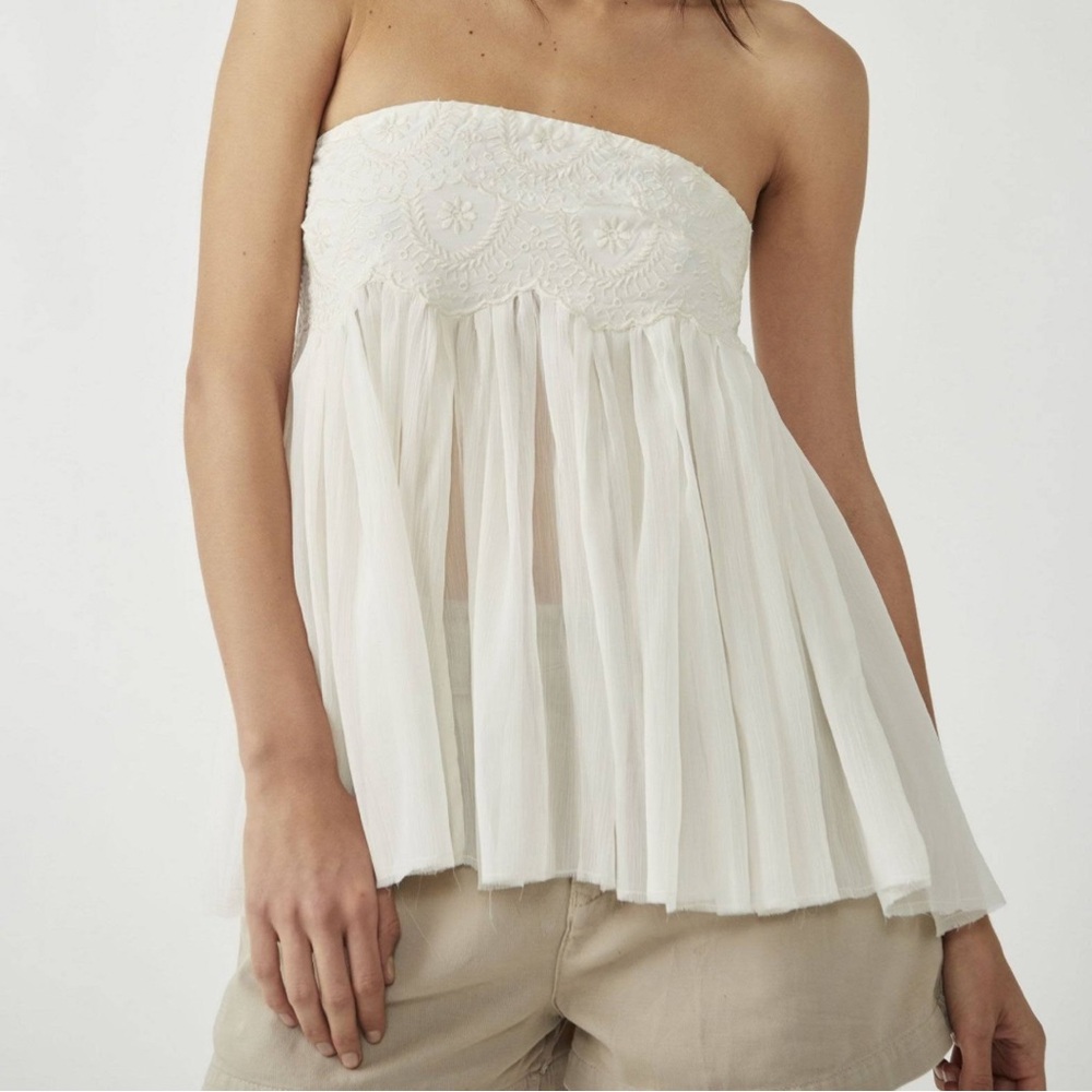 NWT Free People Keep Your Cool Tube Top - Cream